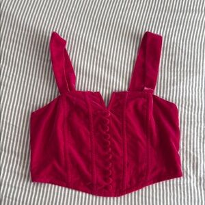 Pink Bustier Tank Top with Buttoned Detail